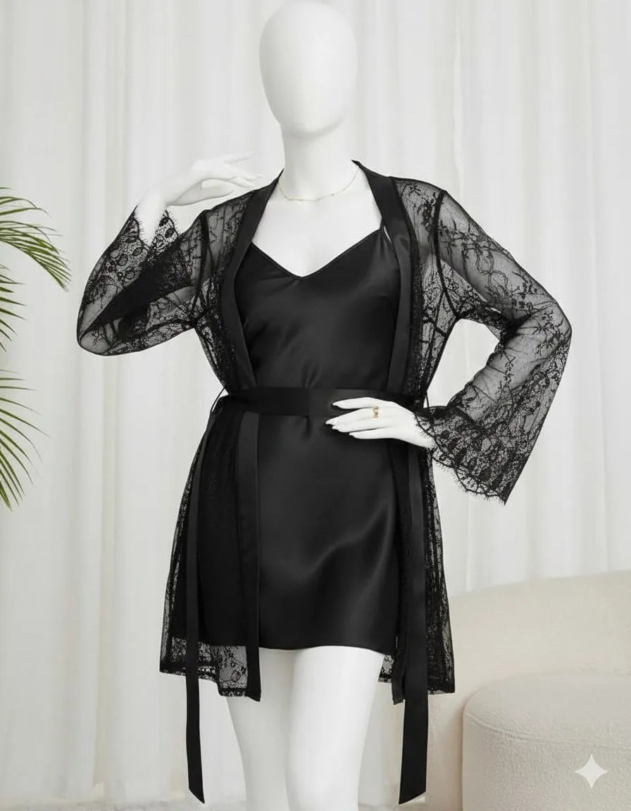Luxury Satin & Lace 2-Piece Nightwear Set for Women