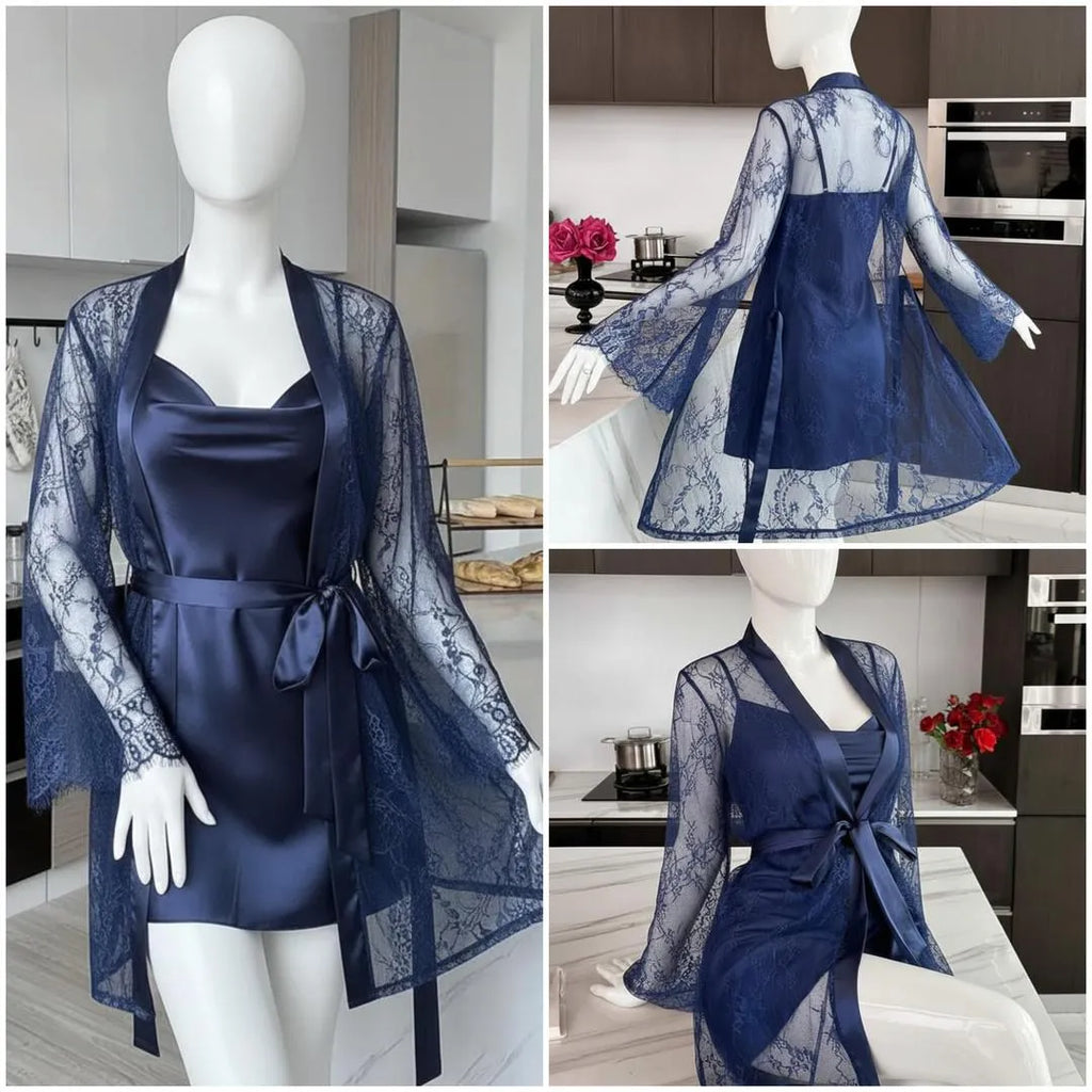 Luxury Satin & Lace 2-Piece Nightwear Set for Women
