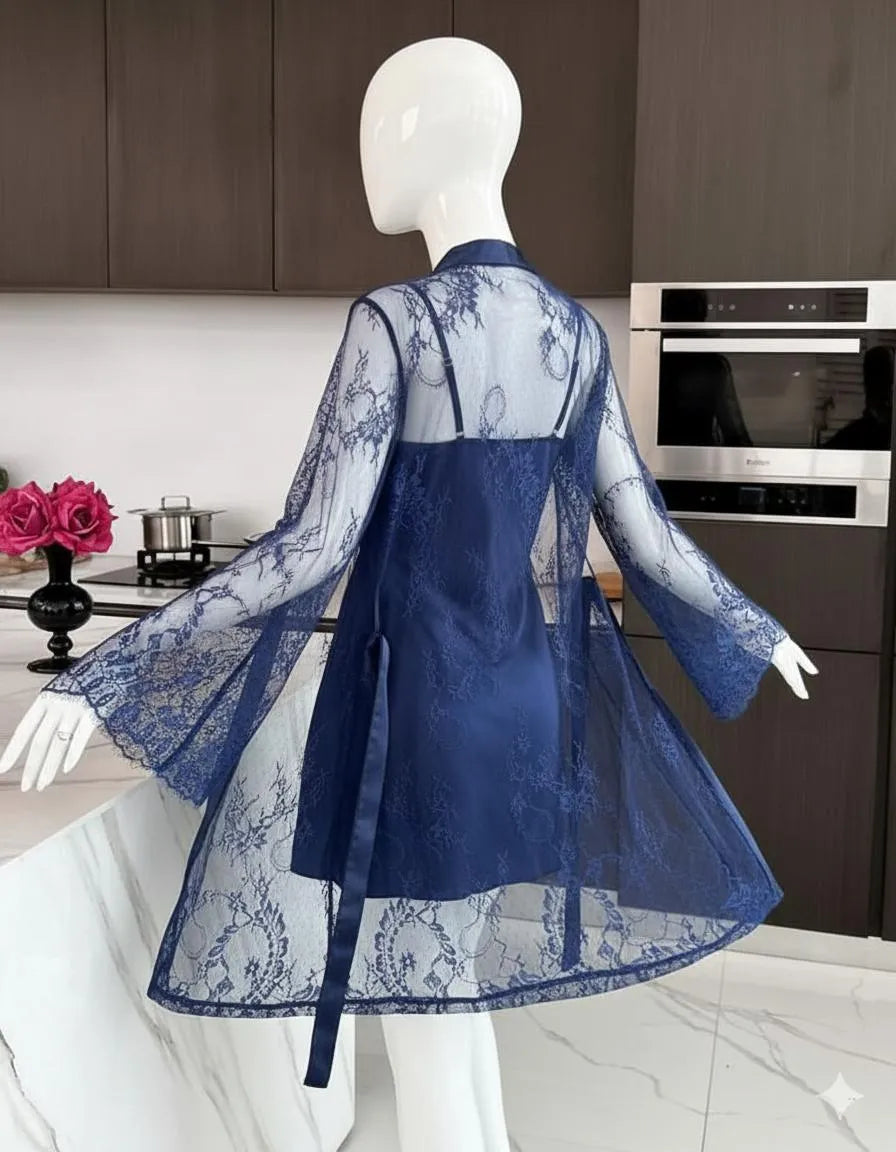 Luxury Satin & Lace 2-Piece Nightwear Set for Women