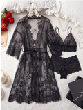 3-Piece Luxury Lace Gown Set  Sexy And Charming Design Sleepwear Set, For Women