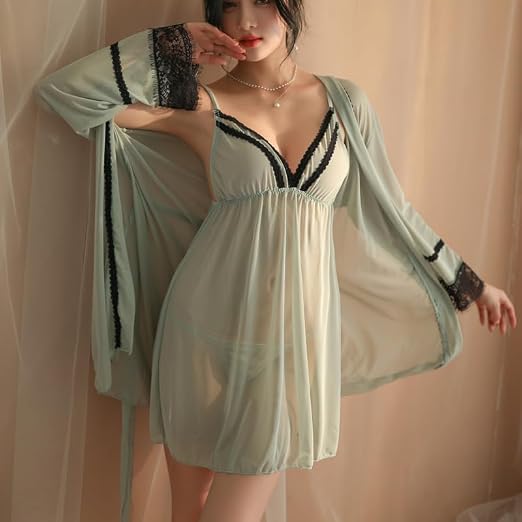 GRAYDREAM Sexy Pajamas Women's Maternity Lingerie Temptation Halter Neck Pajamas Deep V Lace Transparent Mesh Pajamas Set