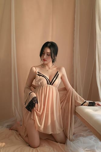 GRAYDREAM Sexy Pajamas Women's Maternity Lingerie Temptation Halter Neck Pajamas Deep V Lace Transparent Mesh Pajamas Set