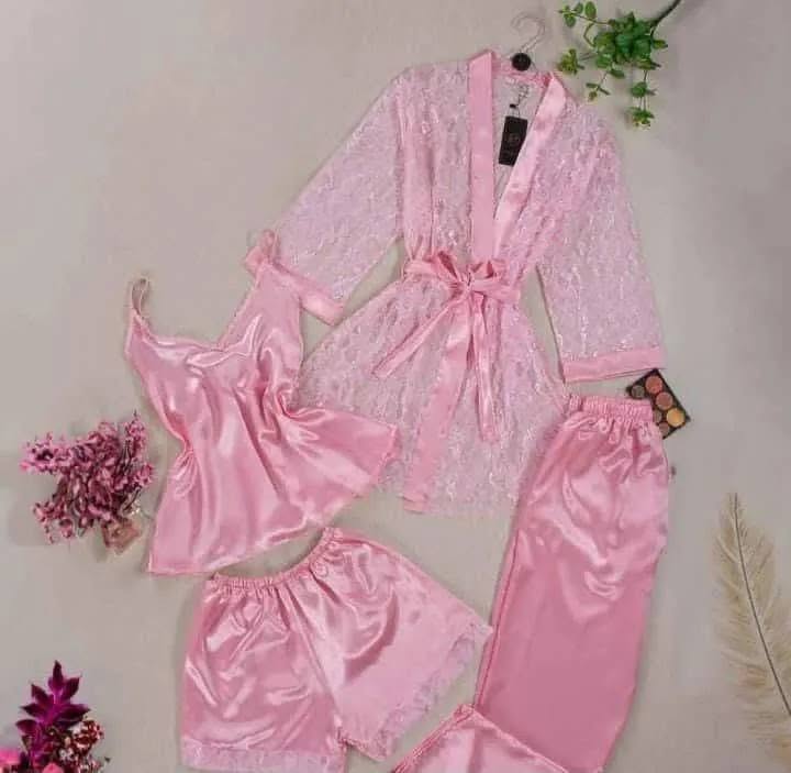 Lace Nighty Set 4 Pcs Luxurious Silk