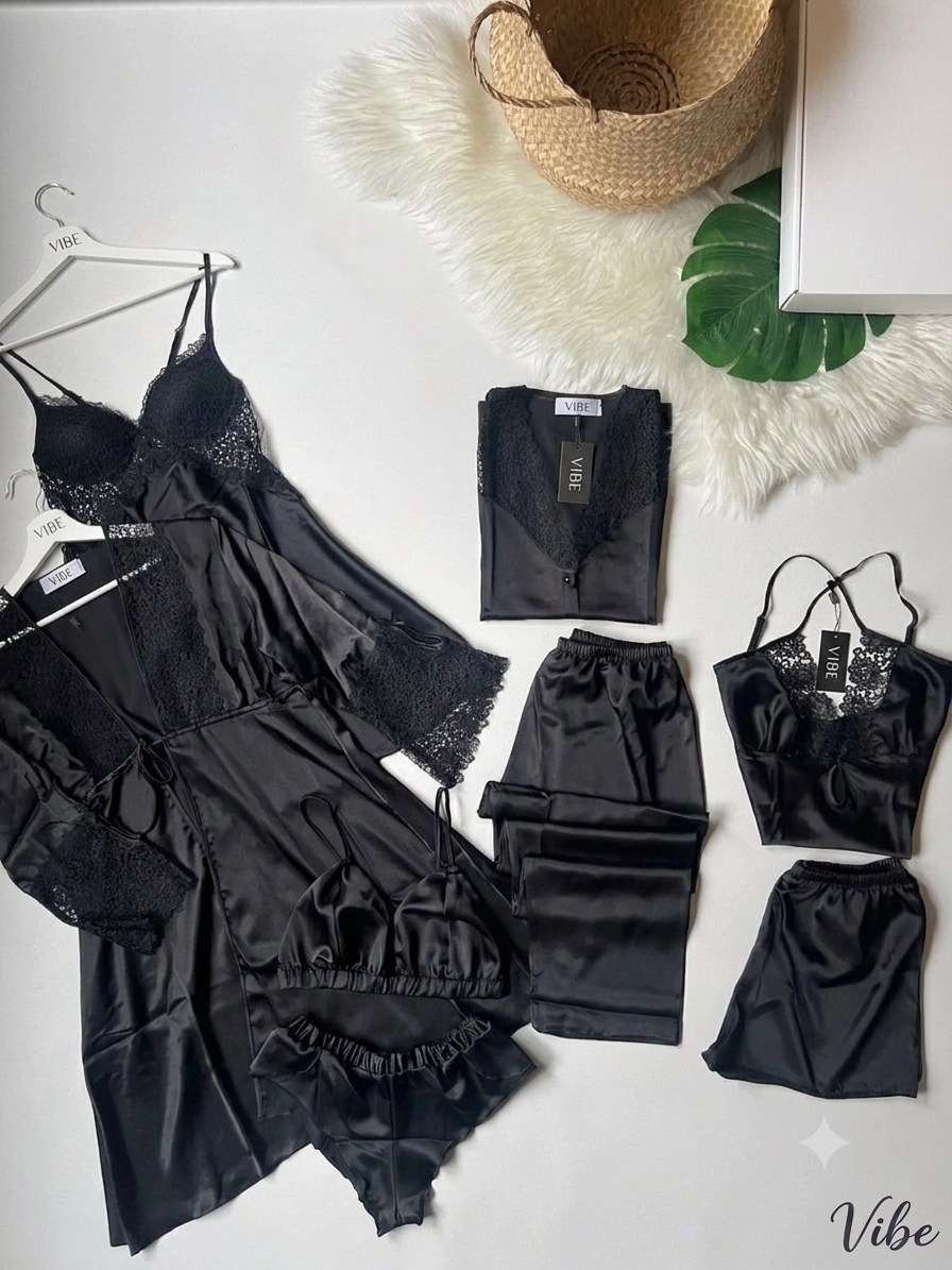 Premium 8 Piece Satin Nightwear Set