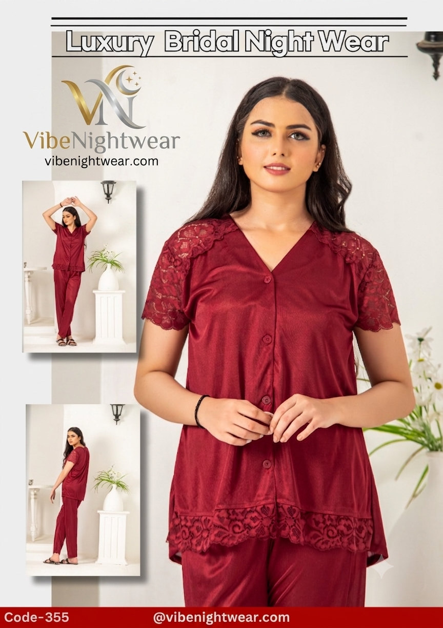Luxury Silk & Lace Nightwear Suit