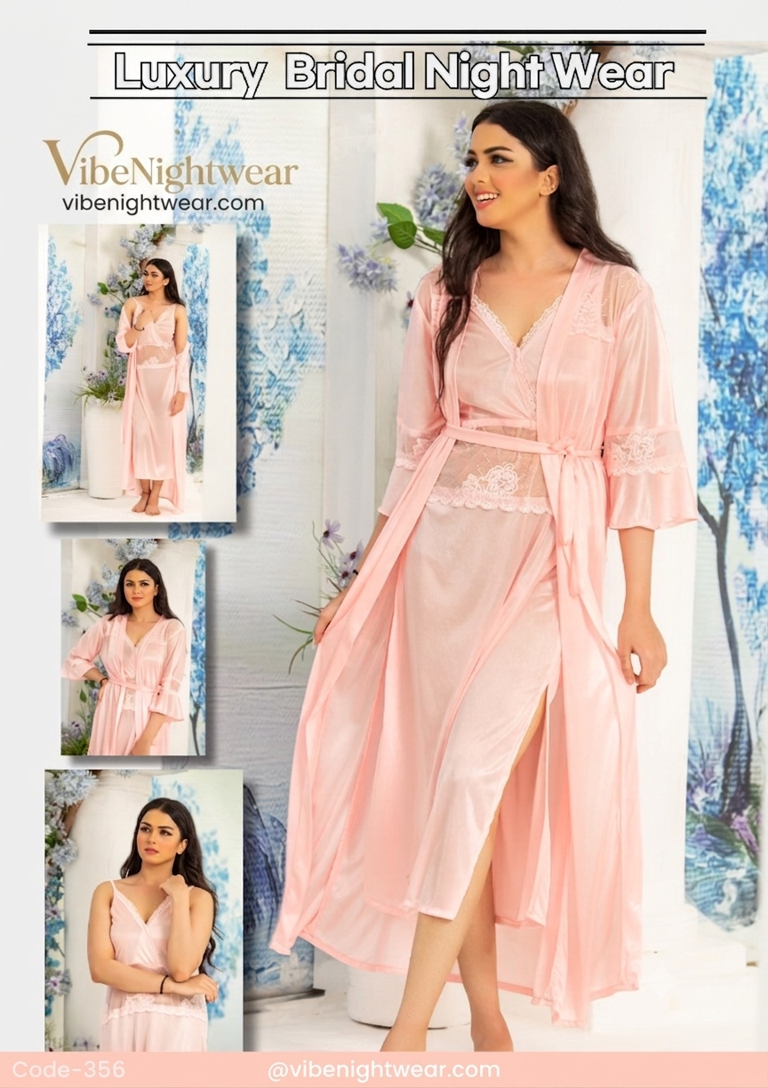 Luxury 2-Piece Satin & Lace Bridal Nighty Set