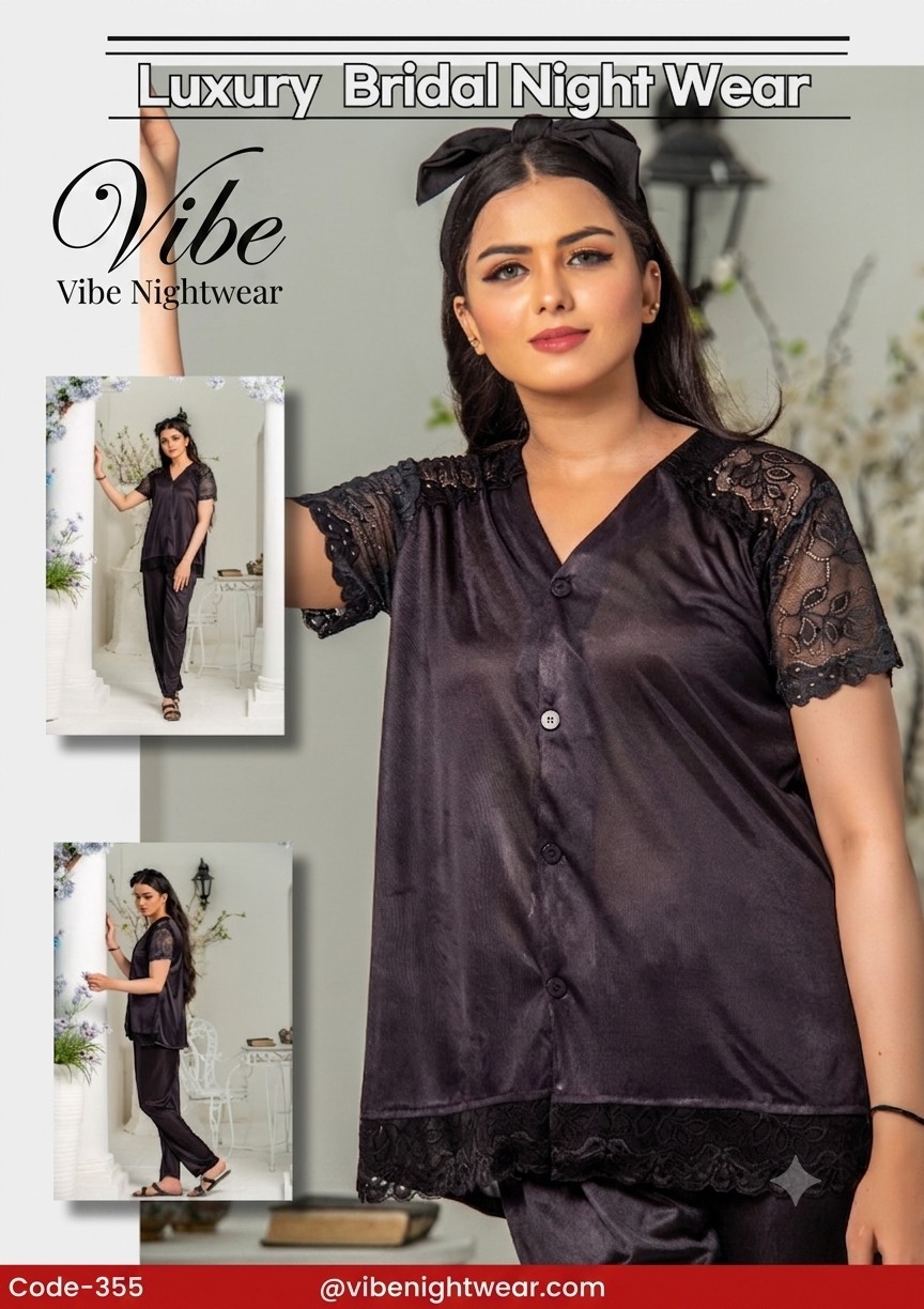 Luxury Silk & Lace Nightwear Suit