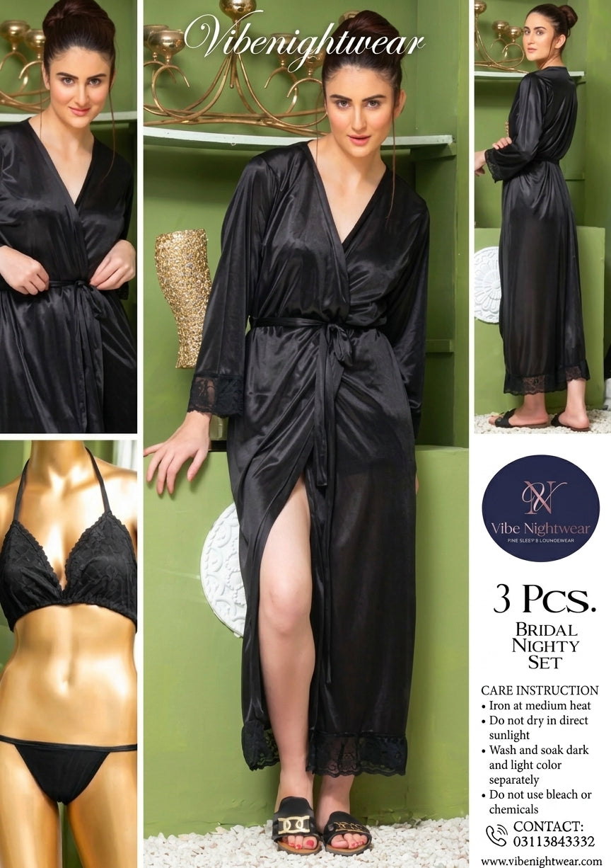 Premium 3 Pcs. Luxury Bridal Nighty Set