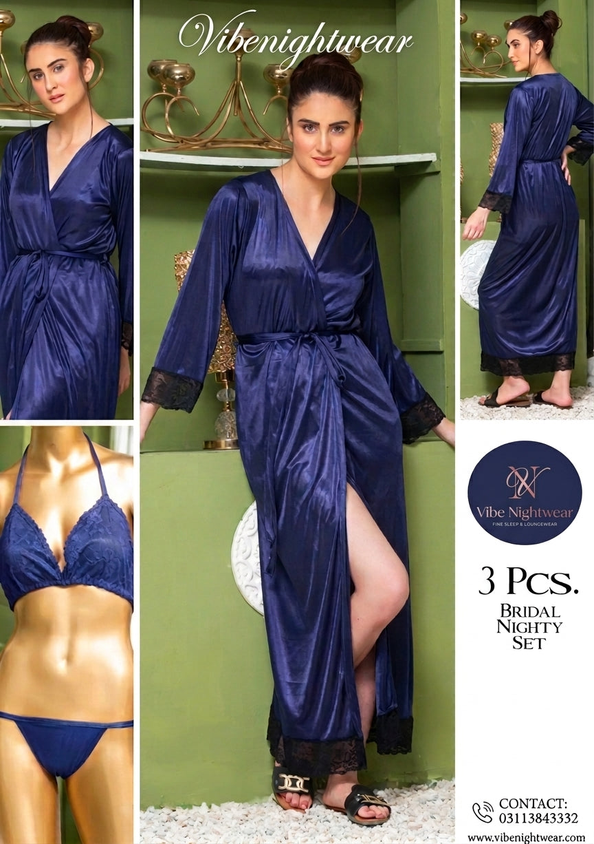 Premium 3 Pcs. Luxury Bridal Nighty Set
