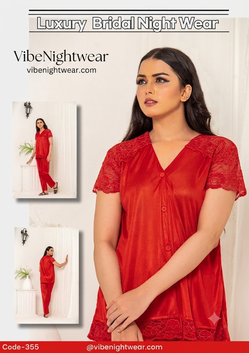 Luxury Silk & Lace Nightwear Suit