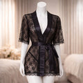 3 piece Sheer Lace Short Kimono Robe