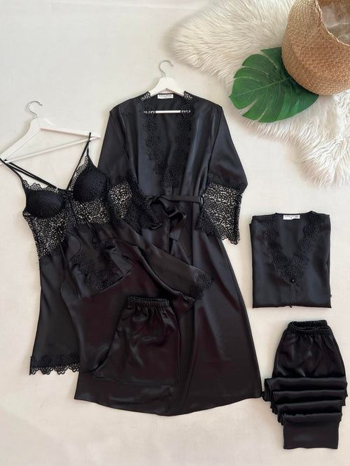 Premium Nightwear Silk Luxury 6-Piece Set