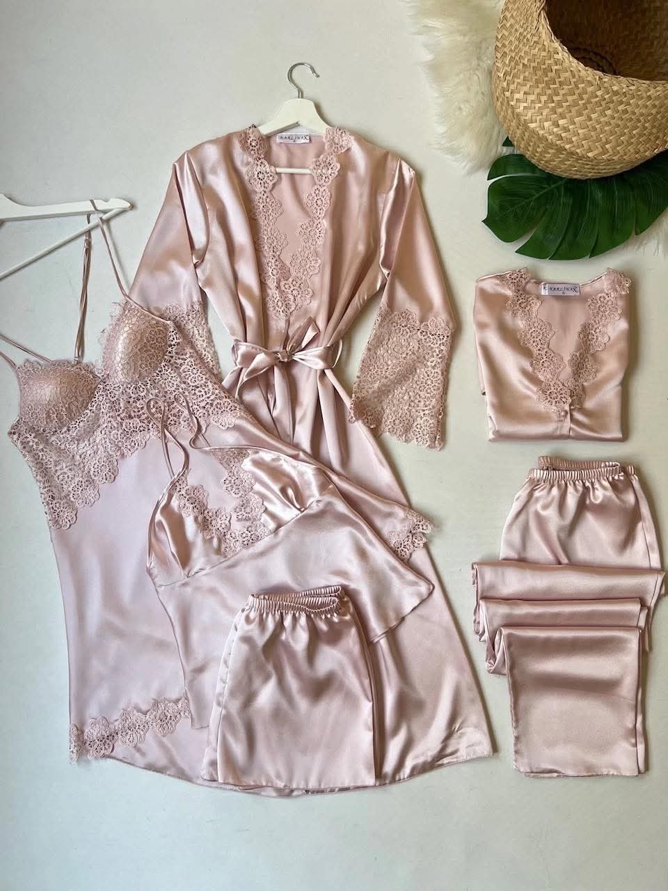 Premium Nightwear Silk Luxury 6-Piece Set