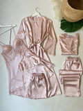 Premium Nightwear Silk Luxury 6-Piece Set