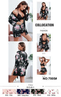 3-Piece Floral Satin Lace Lingerie Set – Robe, Bralette & Shorts | Spring Collection