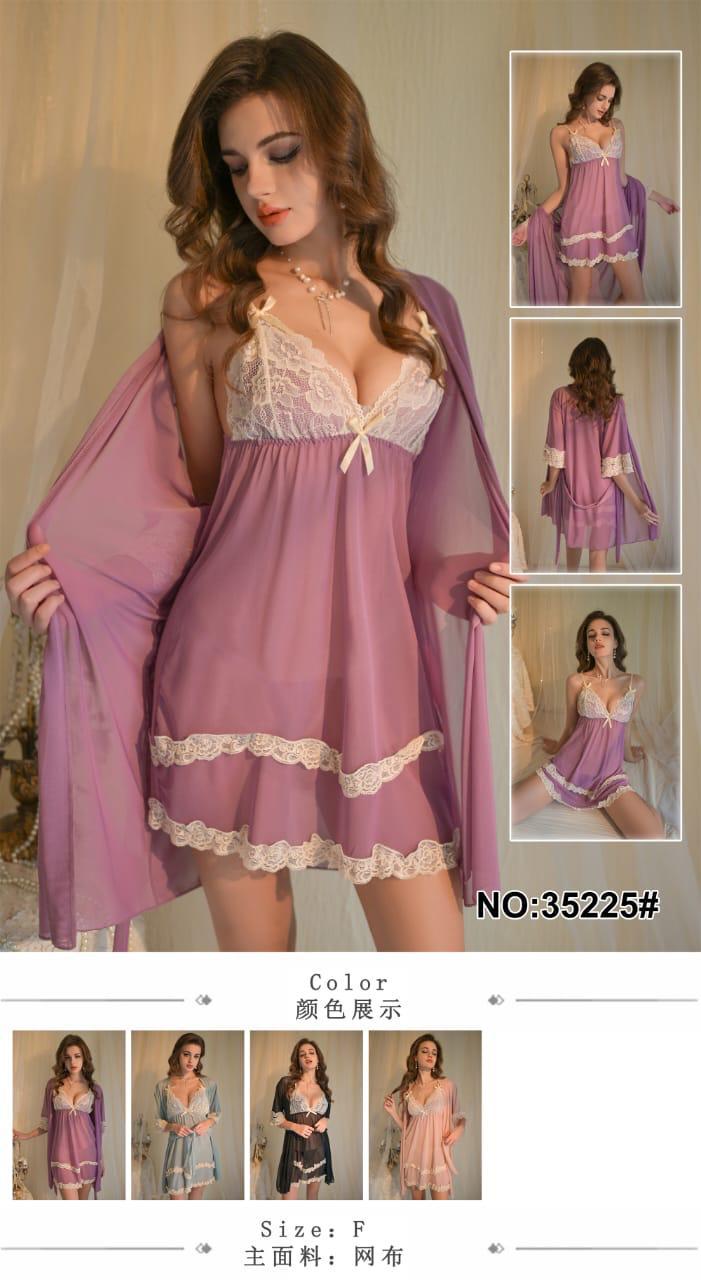 Delicate Illusion Chiffon & Mesh Lace Ruffle Lingerie Set