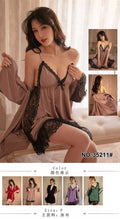 Sexy Bras Lace Silk Satin Night Dress Lingerie G-string Sleepwear 2pc Suit