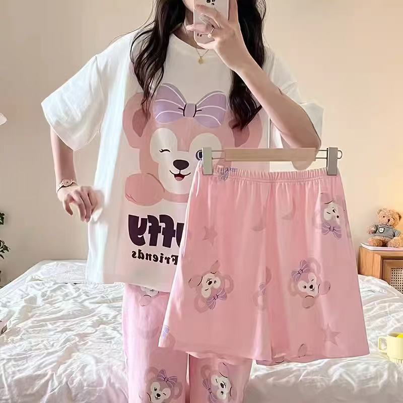 Cute Teddy Bear Print Pajama Set