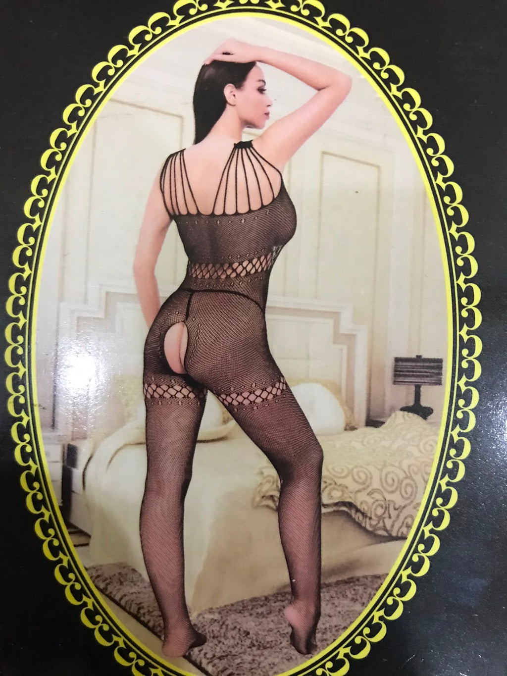 Black Stretch Mesh Strap Bodysuit