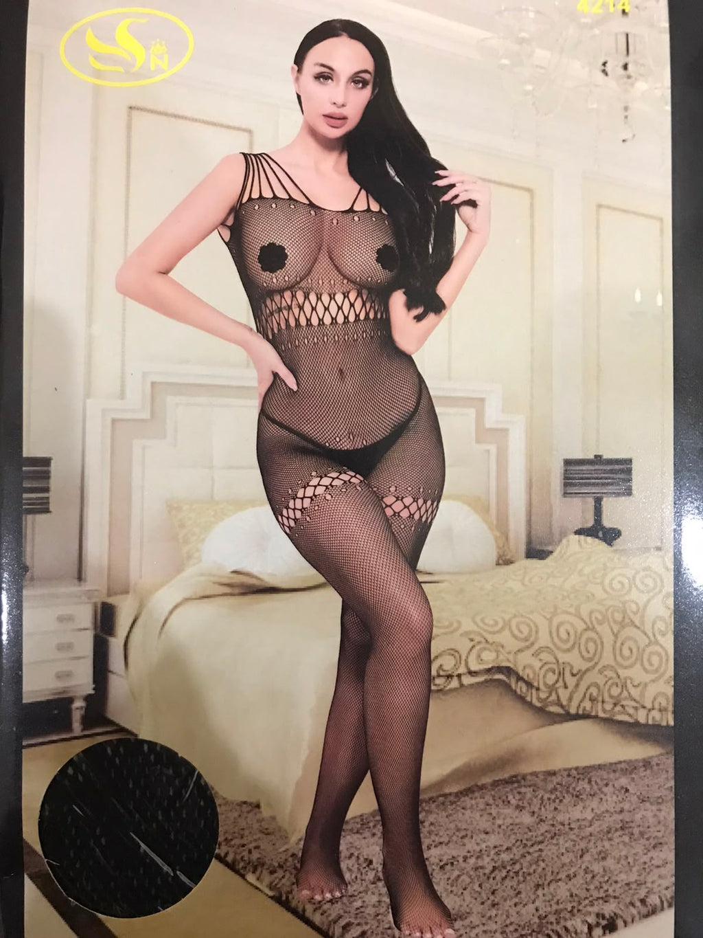 Black Stretch Mesh Strap Bodysuit