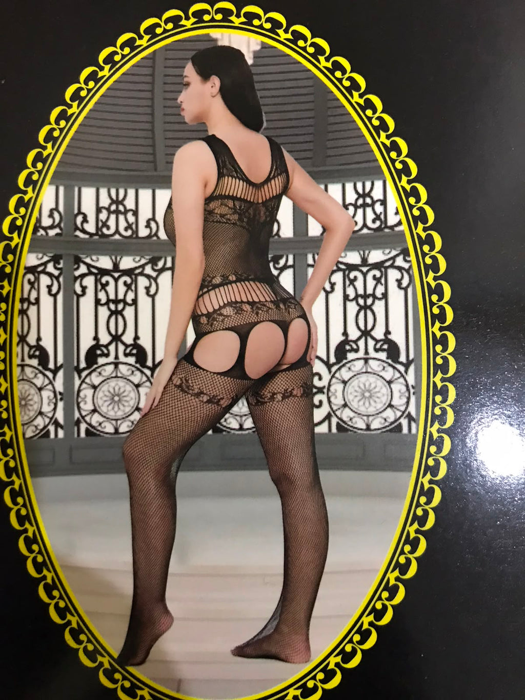 Black Lace & Mesh Pattern Bodystocking