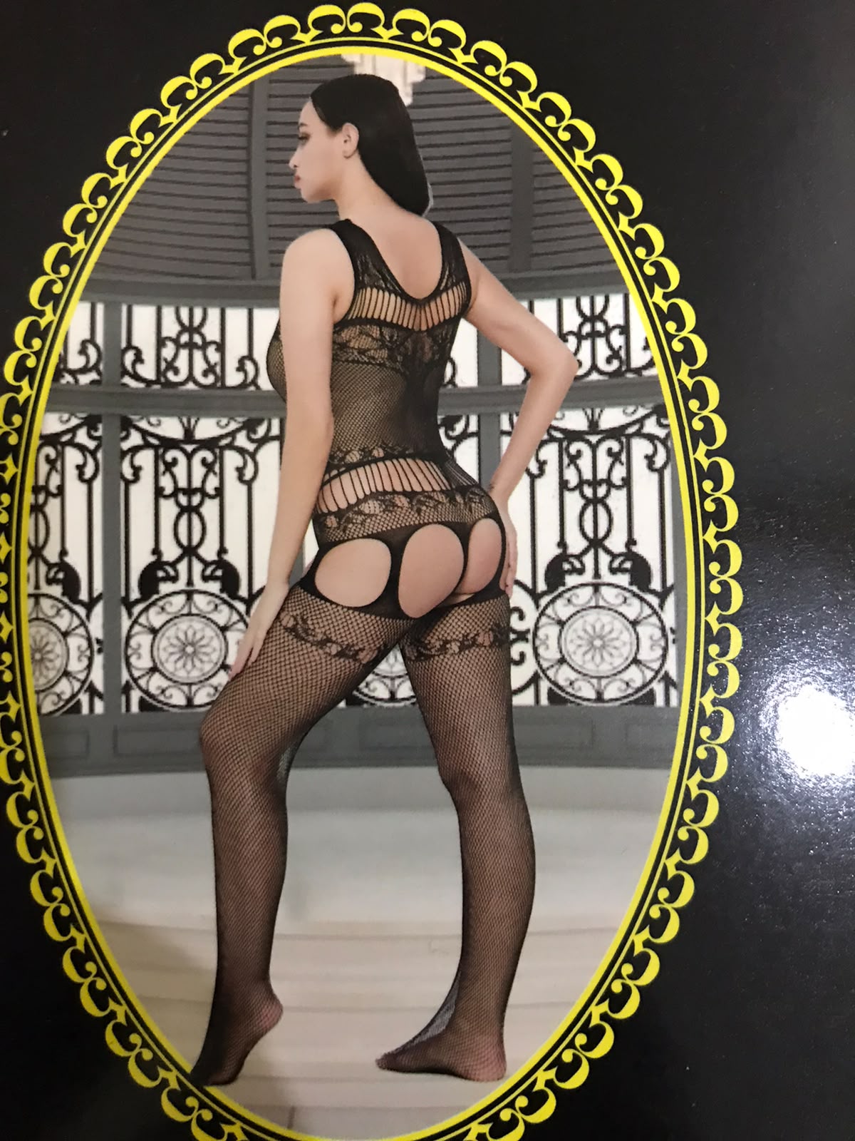 Black Lace & Mesh Pattern Bodystocking