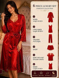 6-Piece Luxury Satin Nightwear Set – Bridal & Honeymoon Collection