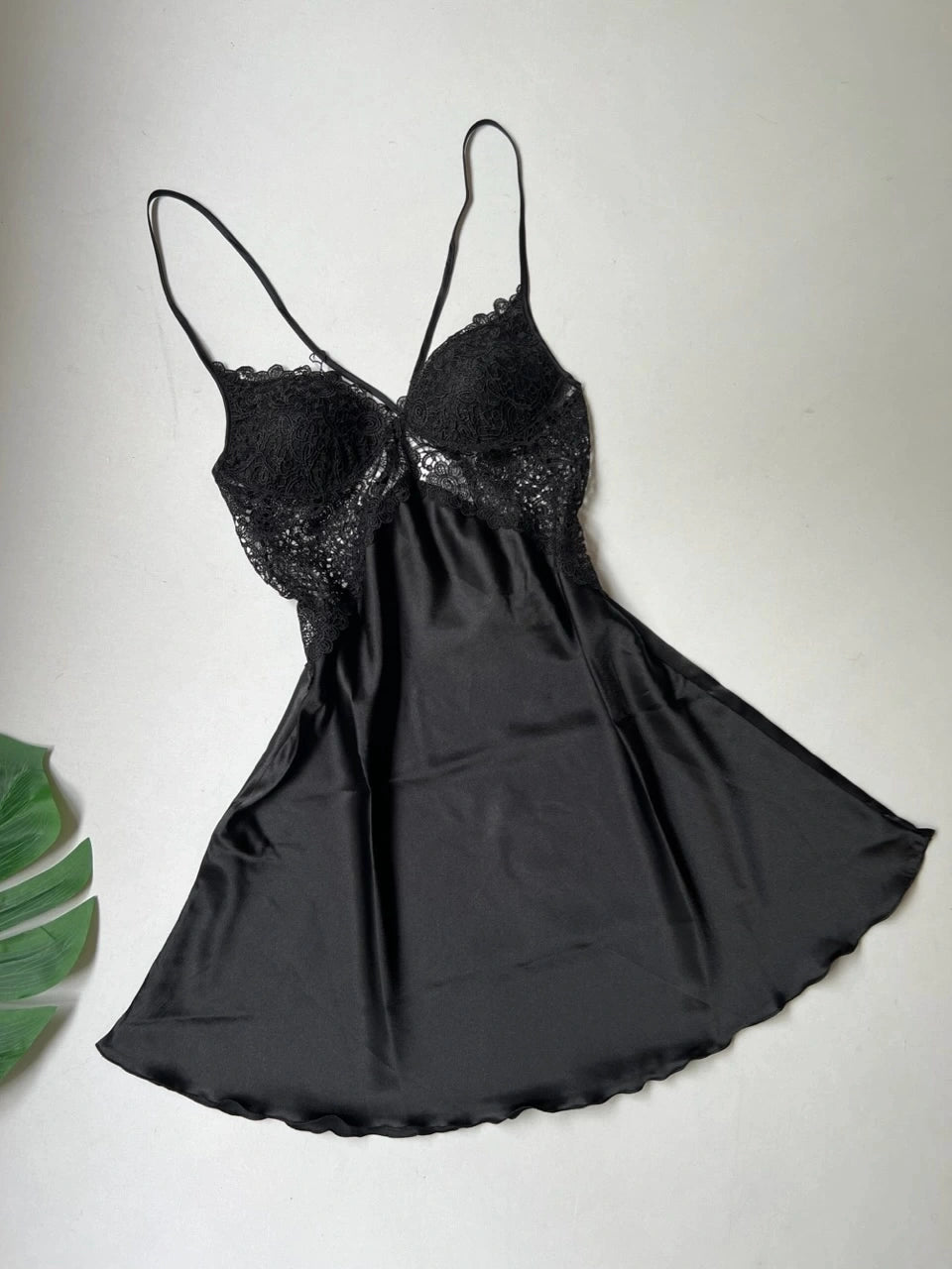 Black Satin 6-Piece Nightwear Set