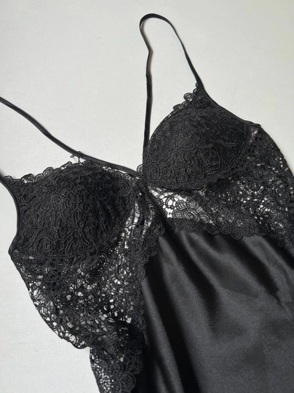 Black Satin 6-Piece Nightwear Set