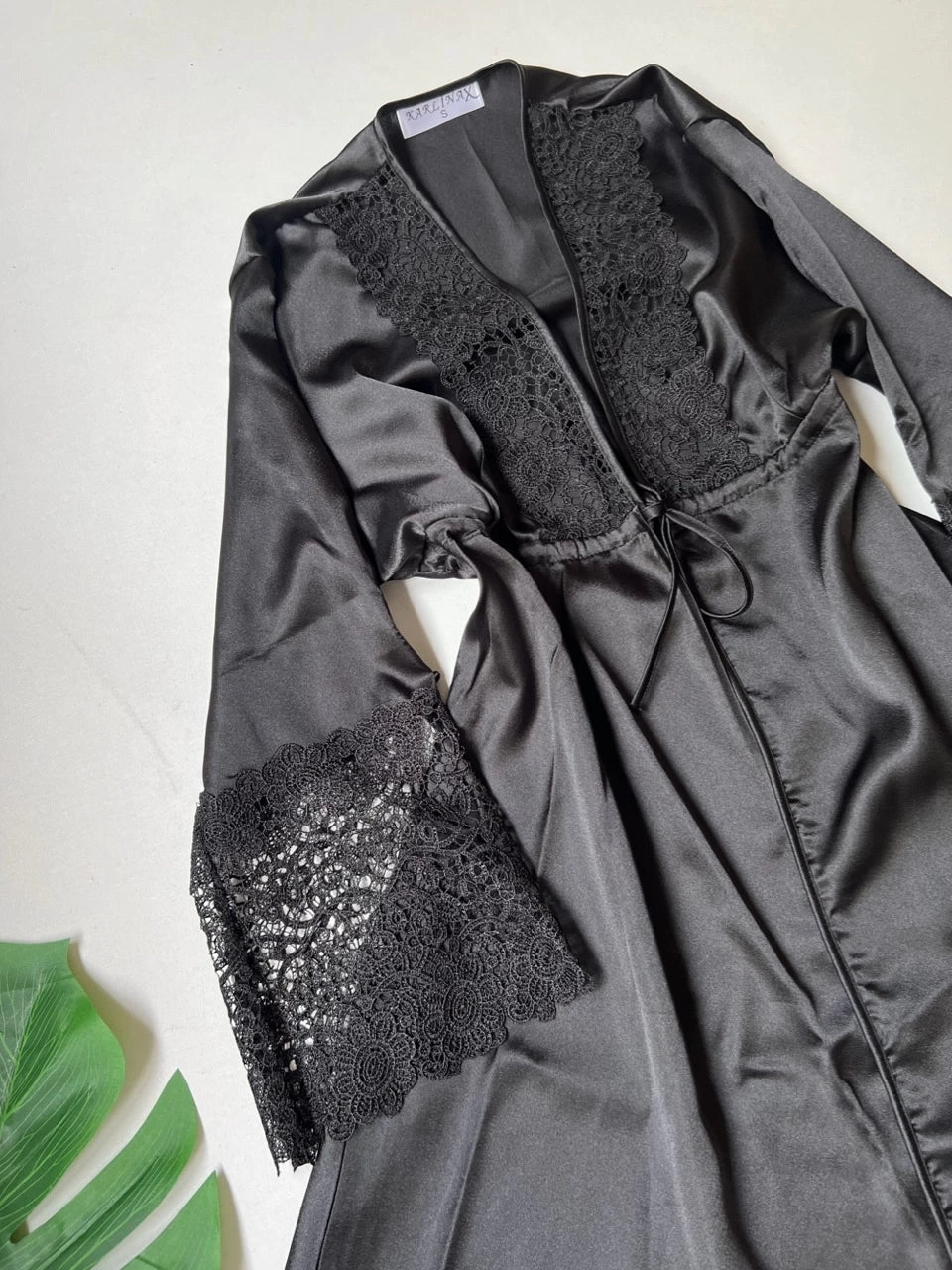 Black Satin 6-Piece Nightwear Set