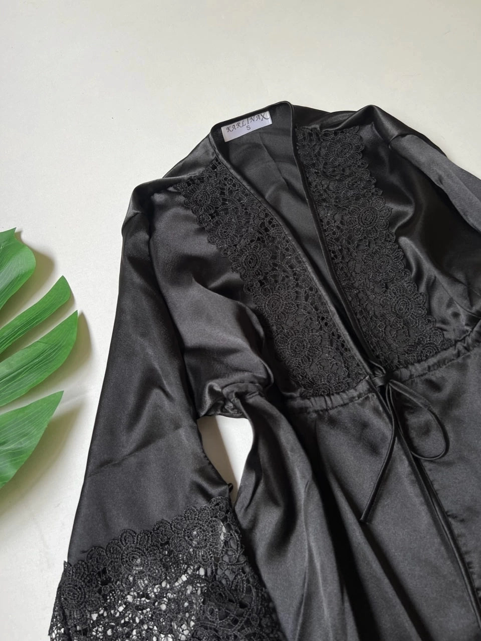 Black Satin 6-Piece Nightwear Set